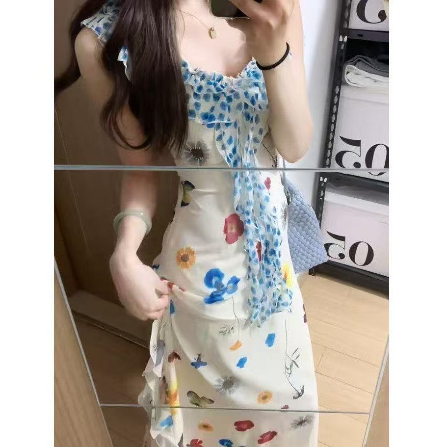 Beach Vacation Wear French Suspender Floral Dress for Women Summer 2025 New Style Super Nice Niche 3