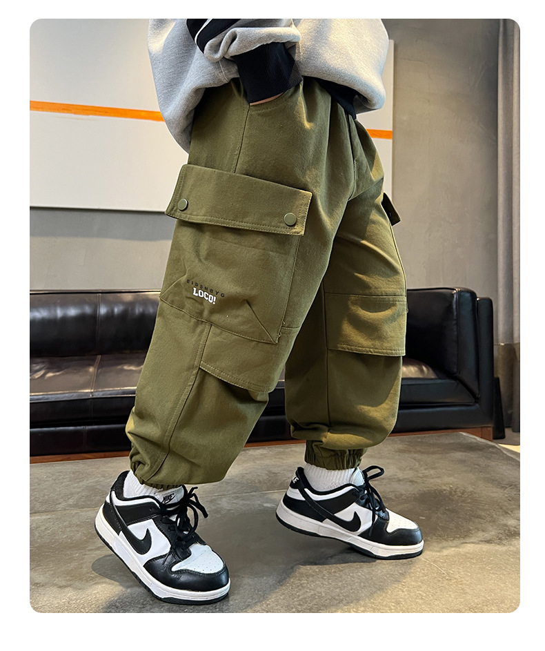 Pantalon De Jogging Cargo Baggy Pour Garçon 5-16 Ans - Tissu Stretch, Taille Haute élastique, Poches, Pour Sport Et Quotidien - 4