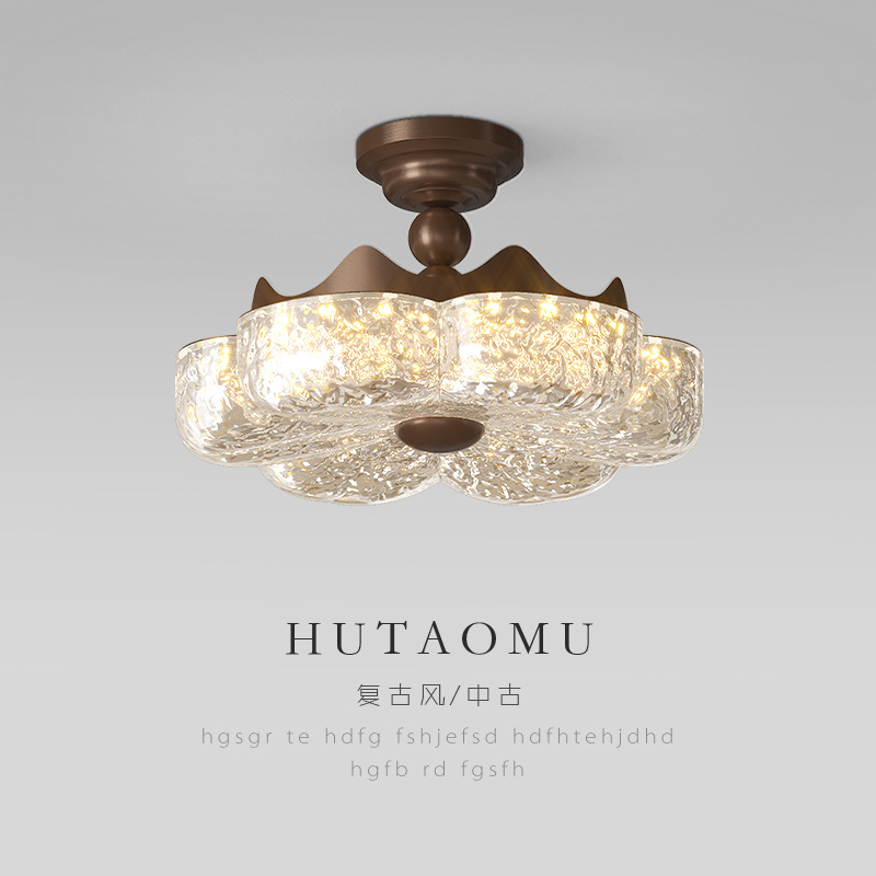 Lámpara antigua para dormitorio francés, luz y lujo, lámpara de resina de lámina de oro de alta gama, protección para los ojos Purui, lámpara de sala de estar minimalista italiana