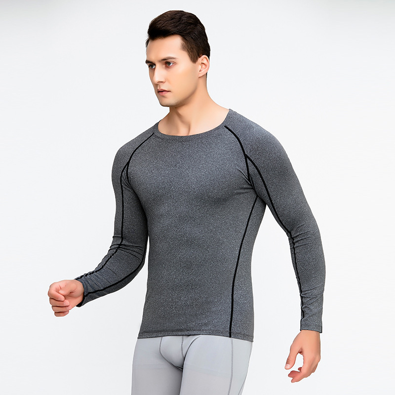 Ropa deportiva para hombre, ropa de compresión ajustada para entrenamiento al aire libre, ropa transpirable de secado rápido para correr y fitness, de manga larga y efecto adelgazante.