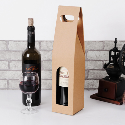 Single and double portable red wine boxes thickened corrugated kraft paper red wine packaging gift box dry red wine packaging box