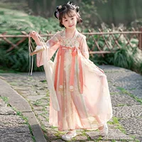 Девушка Hanfu супер сказочная юбка в китайском стиле 2024 новый детский костюм розовая юбка принцессы Тан костюм высокого класса весна и лето