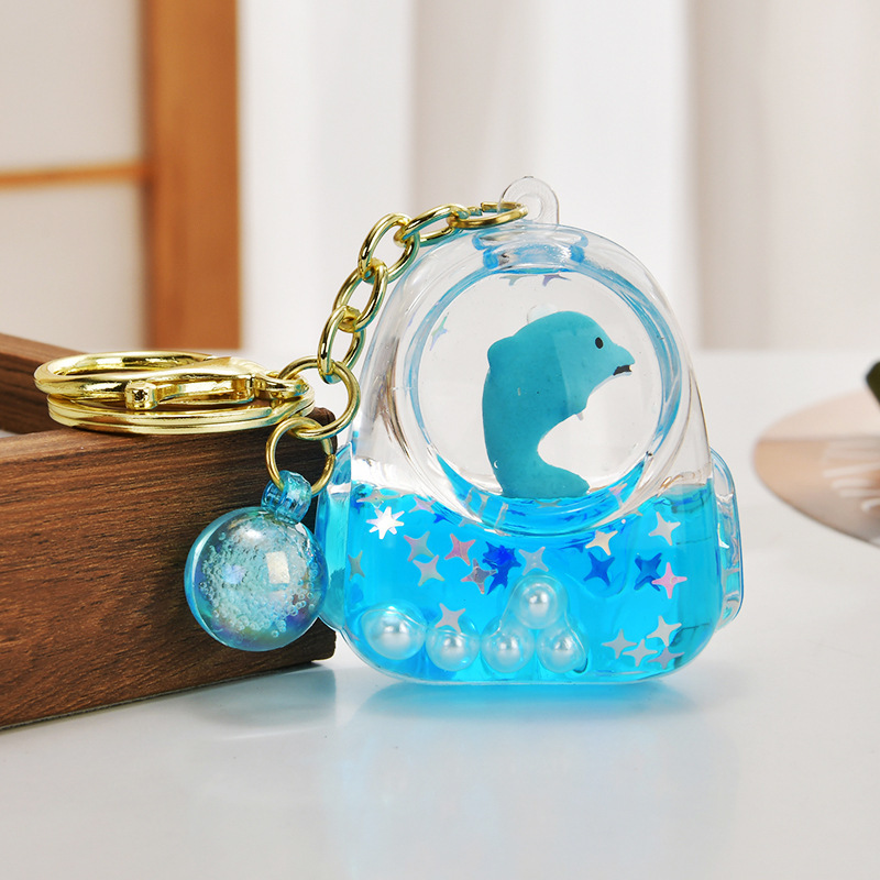 Creative Oil Marine Animal Pet Bag Keychain Cartoon Cute Turtle Penguin Doll Small Pendant Bag Accessories