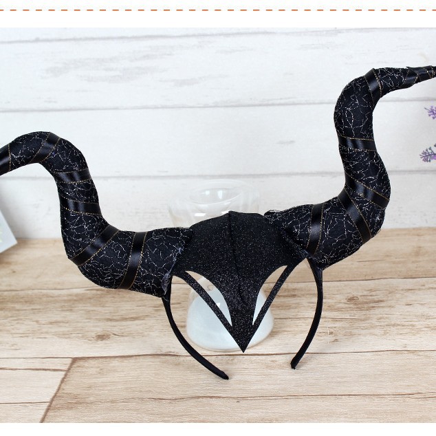 Transfronterizos Halloween demonios corno de toro gran tocado fantasma festival de cabello arnés de decoración tocado maquillaje props de fiesta