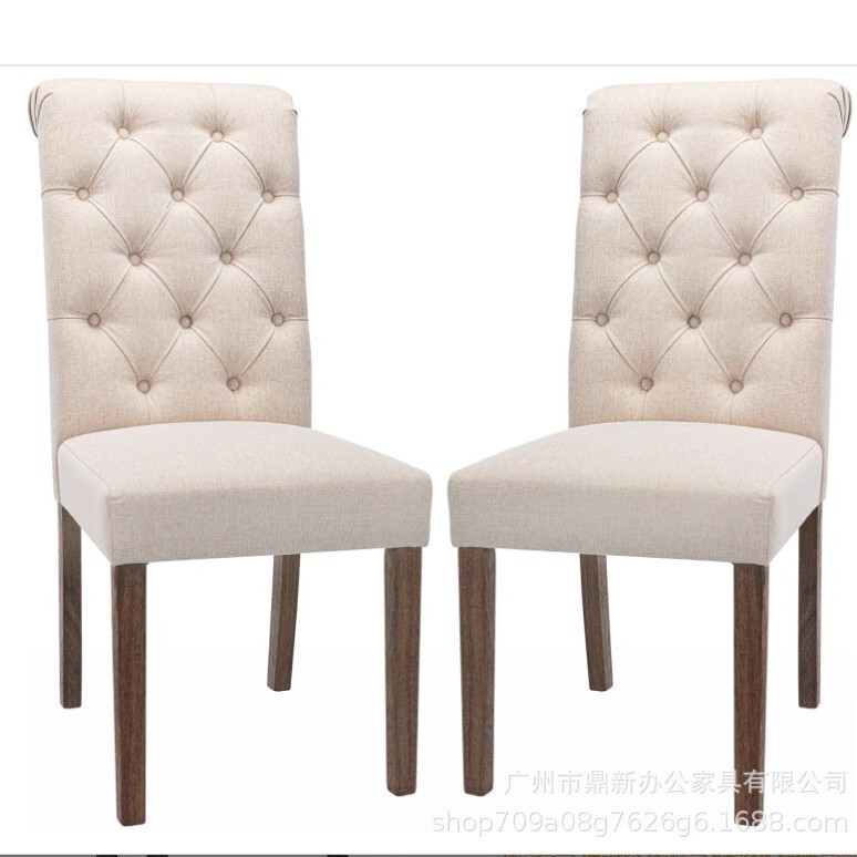 Italian Simple Tufted Dining Chair Backrest Pull Button Design Upholstered Seat Set Dining Chair Kd Packaging Can Be Customized