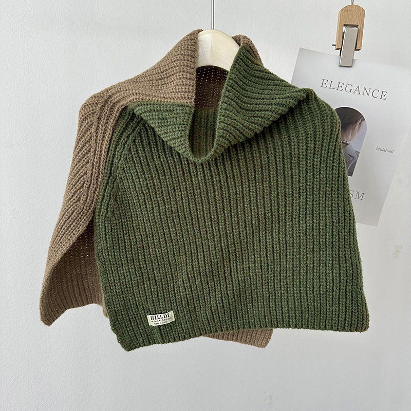 Nuevo color a juego split pullover bufanda chal estilo coreano versátil grueso cálido cuello protección exterior chaleco bufanda