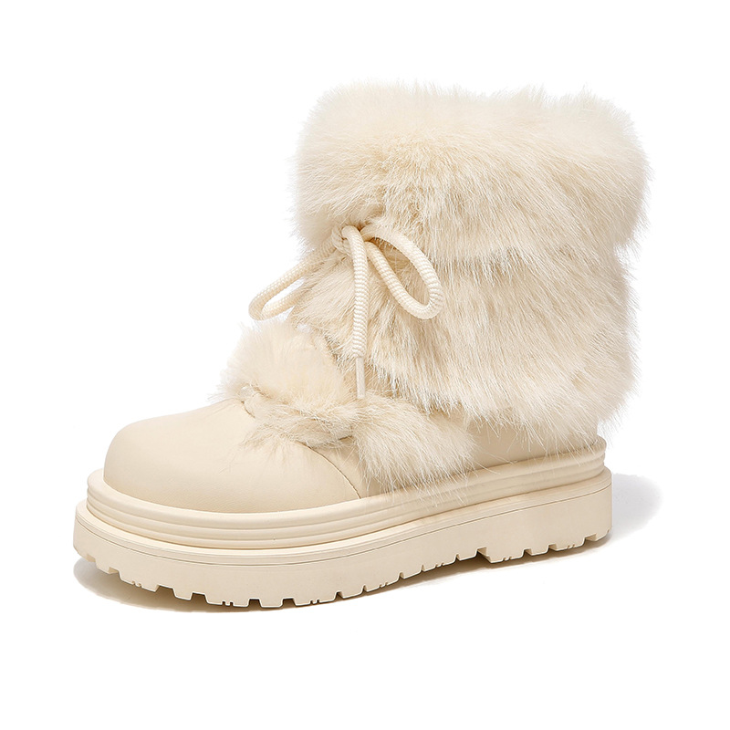 Botas de nieve de fondo grueso para mujeres 2025 nuevas botas de invierno gruesas botas cortas de algodón zapatos de seda