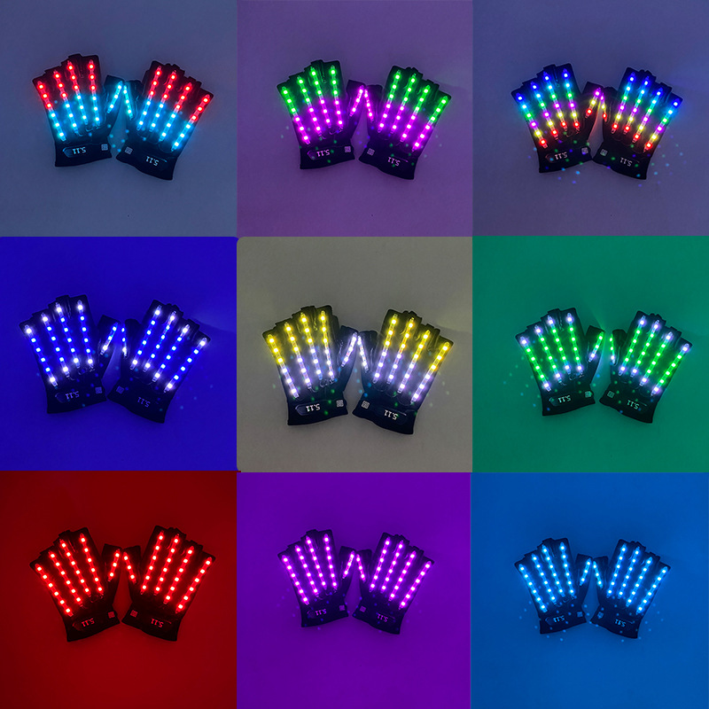 Guantes luminosos LED rendimiento TikTok bar disco Dancing artefacto EDM sílaba eléctrica equipo fluorescente danza Accesorios luminosos
