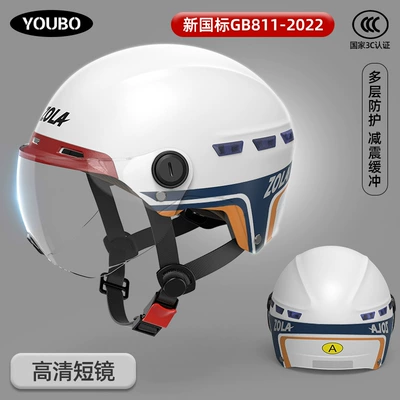 New 3C certification new national standard paint helmet electric car women summer sunscreen half helmet helmet motorcycle men wholesale (Motosiklet kaskı (dəbilqə)) - white-hd-short-mirror-national-3c-certification