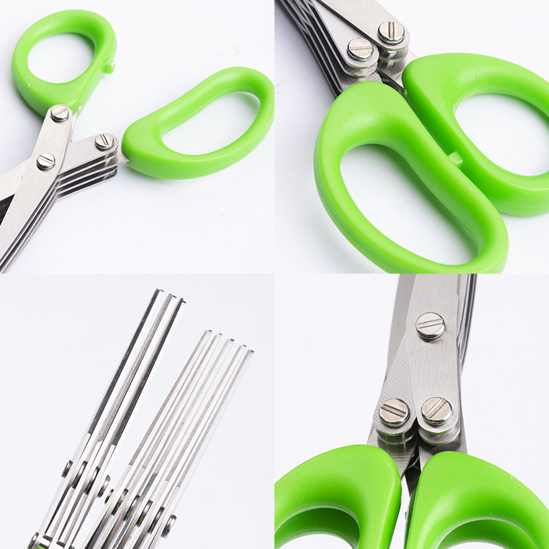 Kitchen stainless steel scallion shears multi-layer multi-functional three-five-layer spice baby food shears coriander vegetable shears