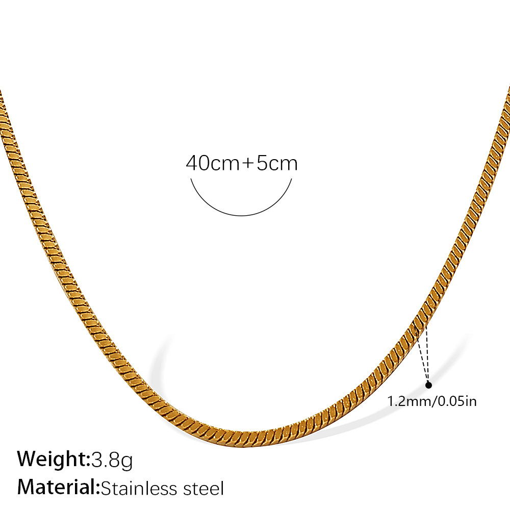 Collar versátil con cadena de hueso de serpiente estampado – cadena trenzada, chapado en oro 18K, personalidad femenina image 14