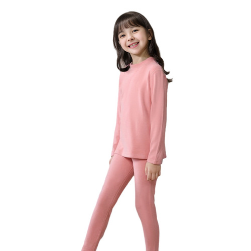 Children's German Velvet Thermal Underwear Set Girls' Mid-Collar Plus Velvet Self-Heating Autumn Clothes Autumn Pants Boys' Leggings Wholesale