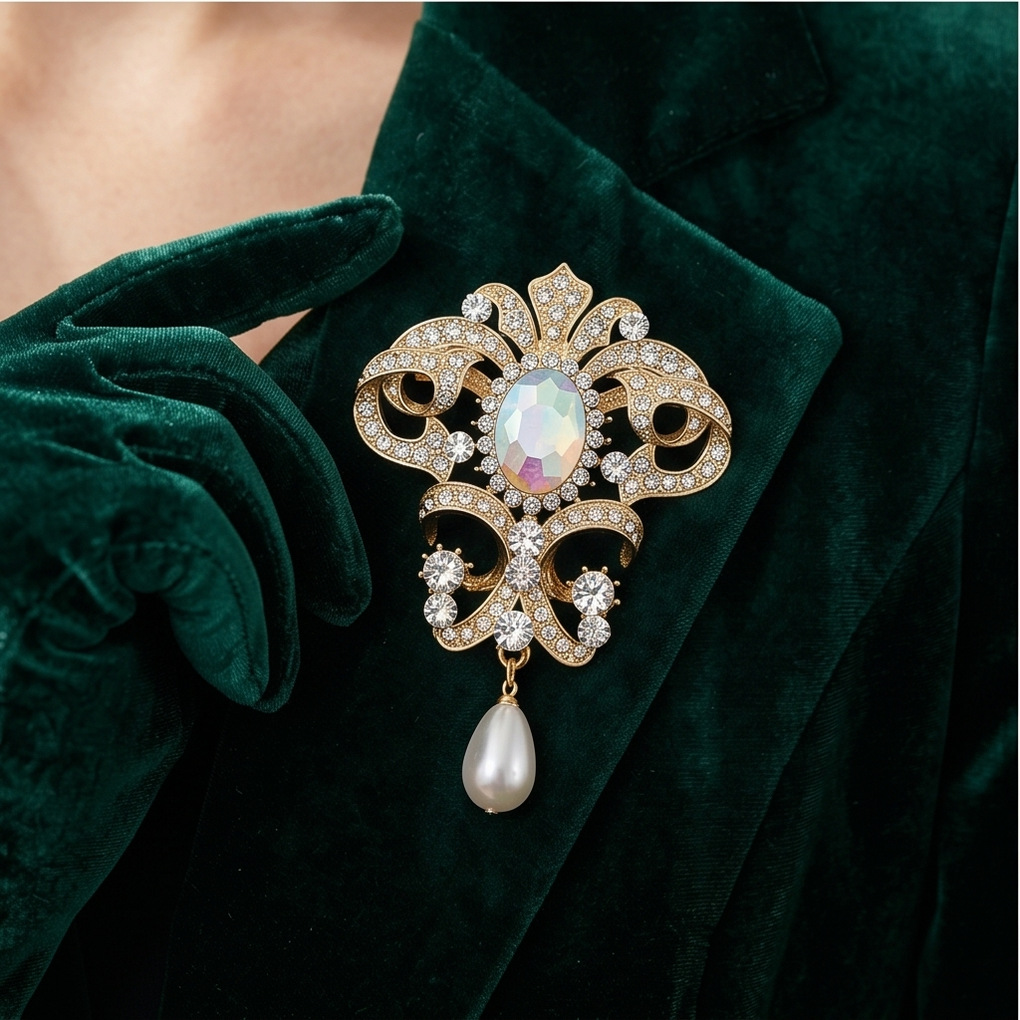 Retro brooch pearl