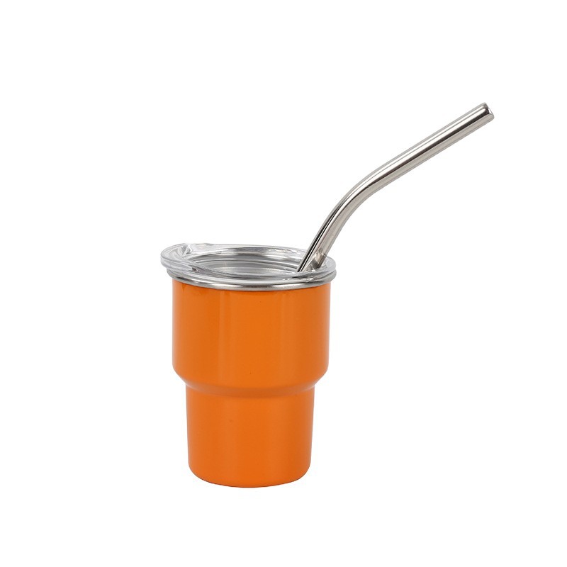 Mini vaso de vino pequeño de 3oz de cambio en frío transfronterizo Taza de aislamiento de acero inoxidable 304 Taza de paja de una y dos capas Taza de pequeña capacidad