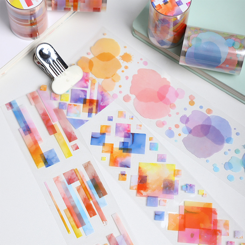 Ketchup girl PET cinta de color de mancha europea acuarela serie de pintura ligera cinta de collage de fondo de cuenta manual