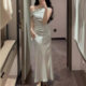 2024 New [Beverly Wives] Swing Collar dress French Elegant Women's Three-color Tight Fishtail Skirt