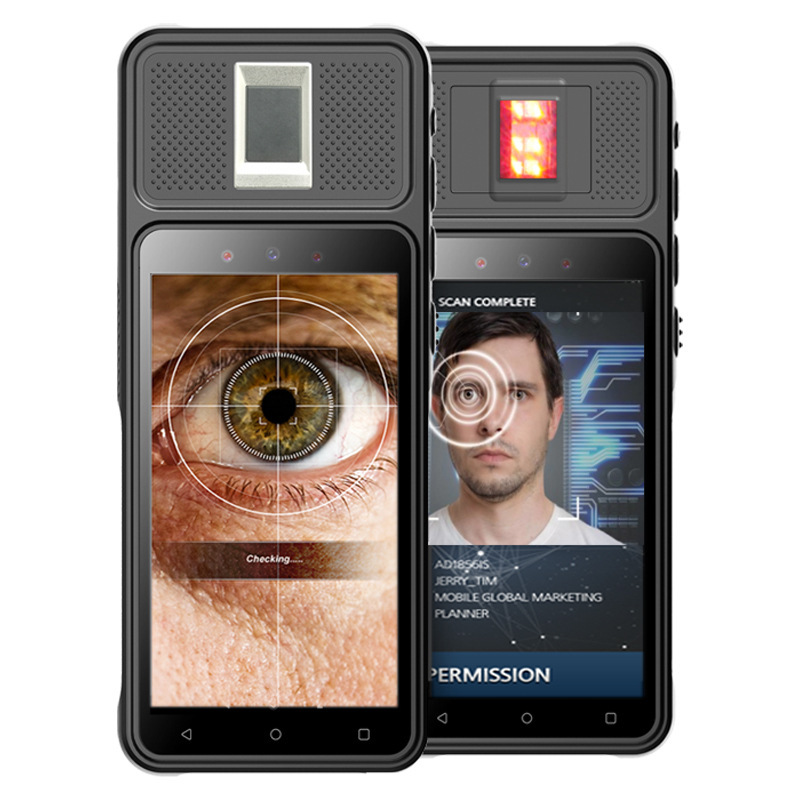 5 inch Android fingerprint biometric handheld data acquisition terminal OCR passport recognition iris acquisition recognition