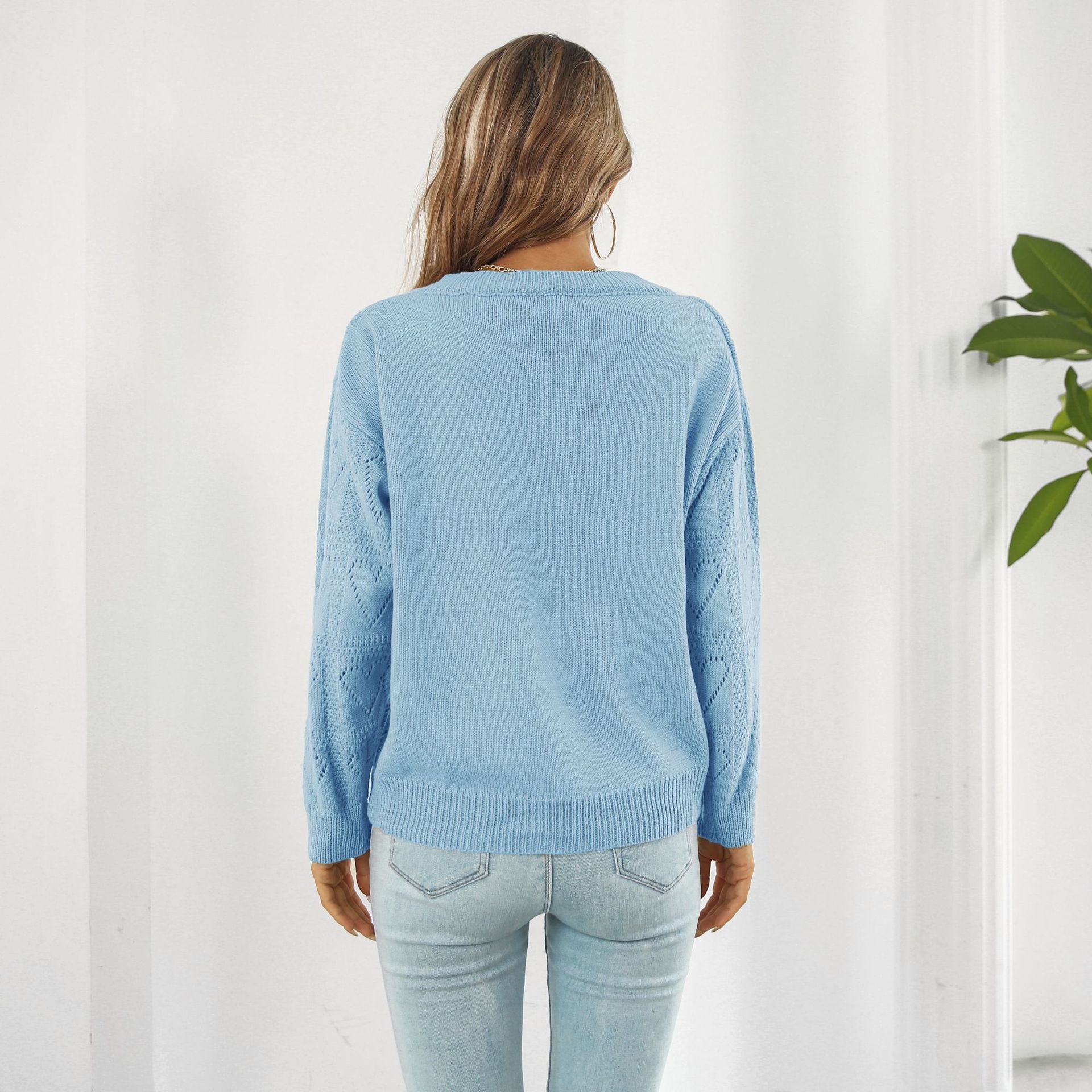 Hollow Out Cutout out Heart Plaid Sweater Women Loose Autumn Winter Long Sleeved Sweater Sweater 15 Hollow Out Cutout out Heart Plaid Sweater Women Loose Autumn Winter Long Sleeved Sweater Sweater