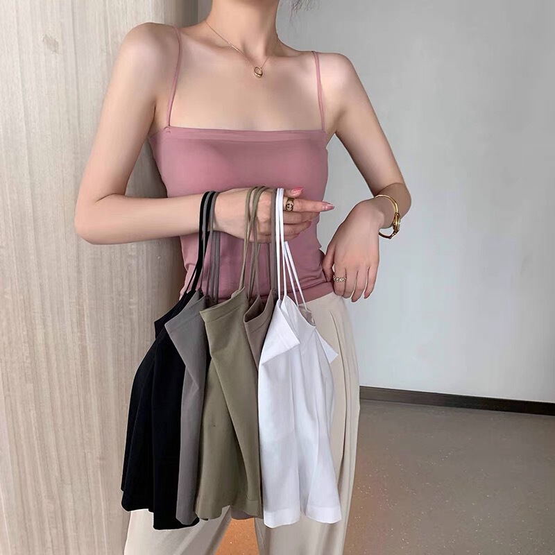 Explosions 1806# shoulder summer condole belt vest with chest pad thin bottoming tube chest cup one women