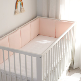 Baby bed circumference newborn bedding set pure cotton fence satin pink 30*30*6 whole piece washing