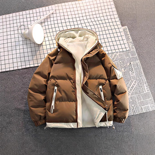 8855 Fake Two-piece Cotton-padded Coat Men's Winter Loose Casual Thickened Warm Cotton-padded Coat Japanese Style Fashionable Hooded Coat