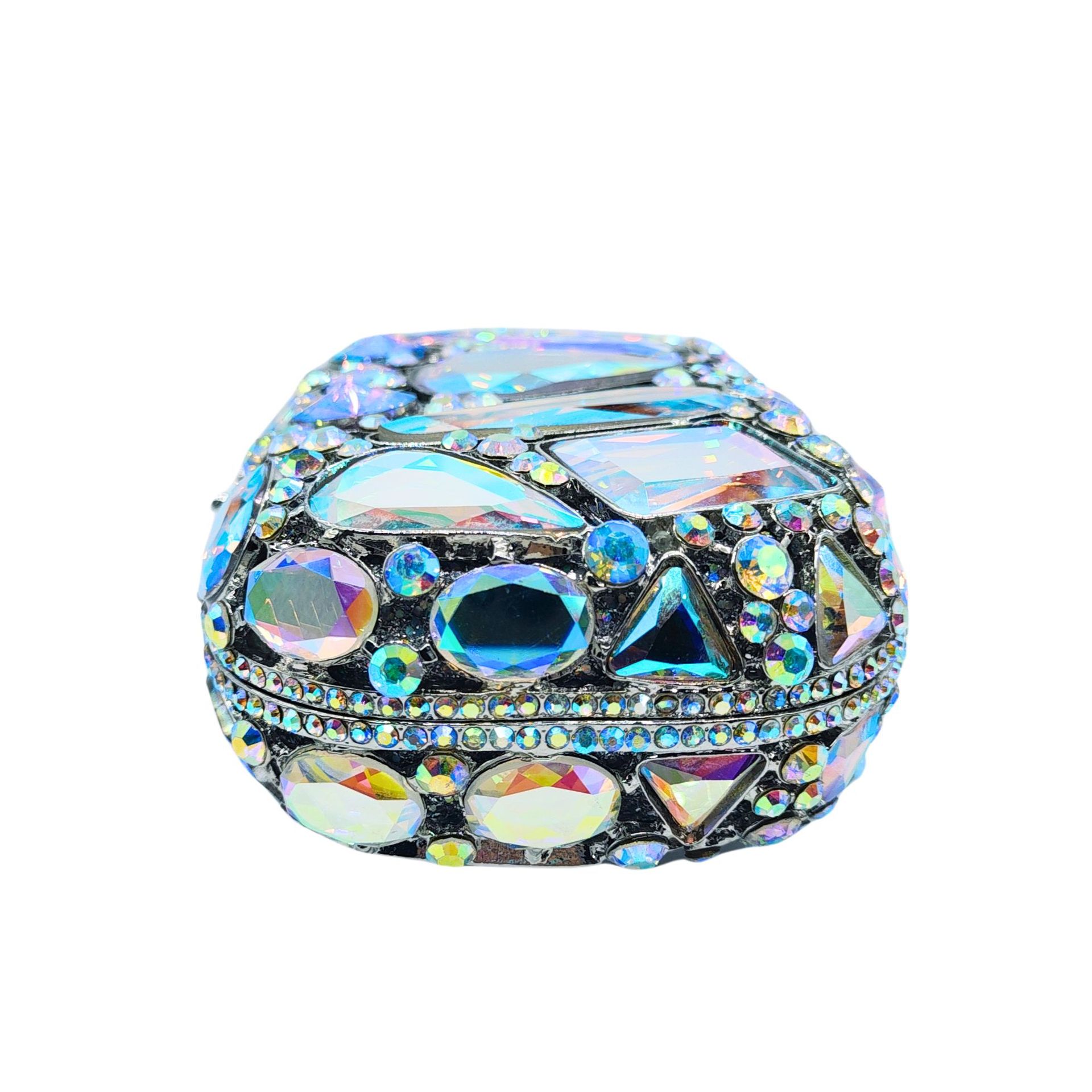 Túi clutch dạ hội nữ đính đá pha lê cầm tay — Vàng Pha Lê, Màu nâu, Màu đỏ, Màu bạc huyền ảo chi tiết 3