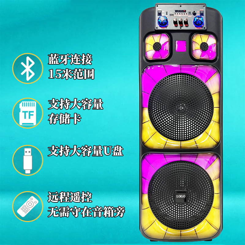80W altavoces de alta potencia Bluetooth K 15 pulgadas luces de doble bufete de color cool subwoofer de sonido OEM exclusivo comercio exterior