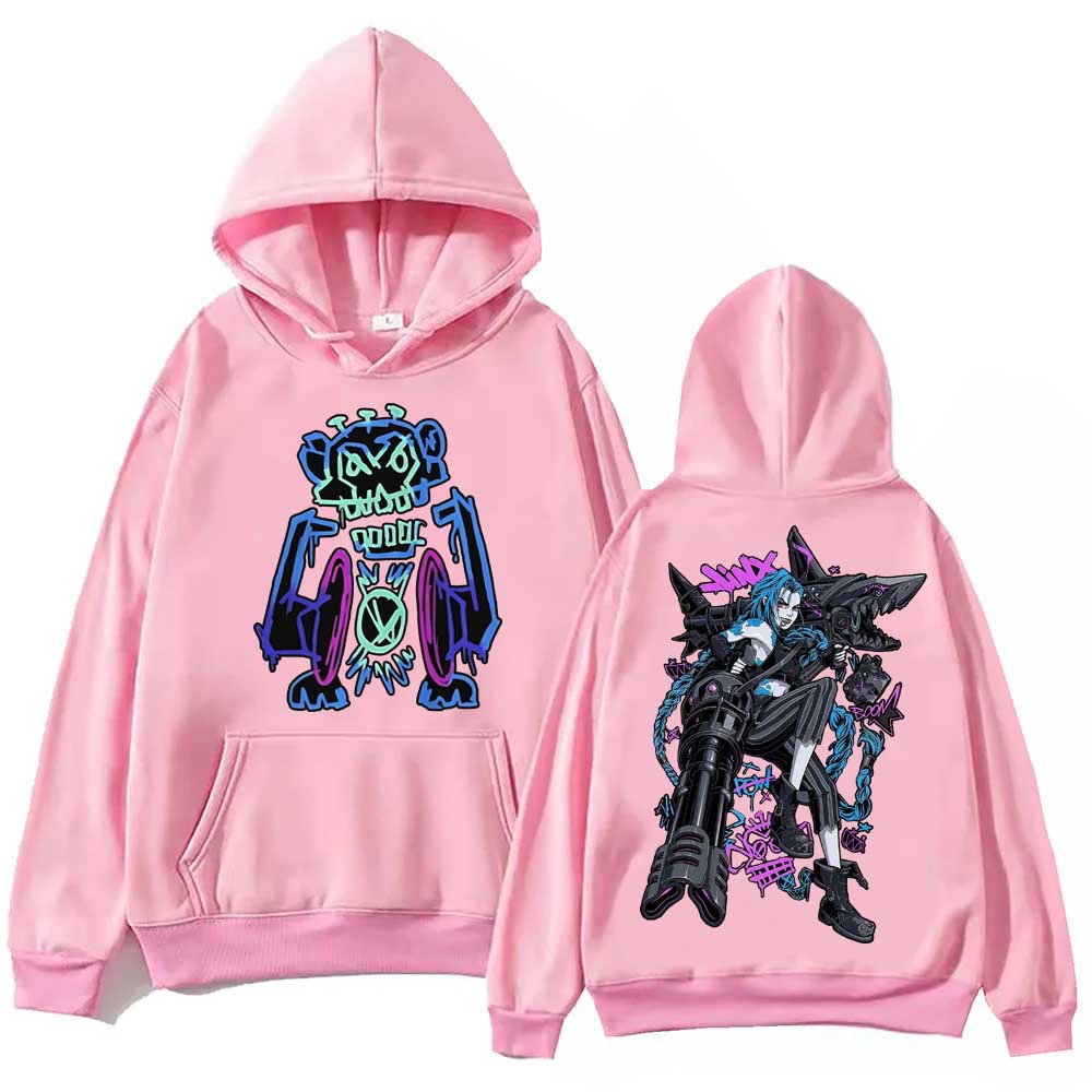 Arcane Jinx Graffiti Hoodie Harajuku Hip Hop Pullover Tops