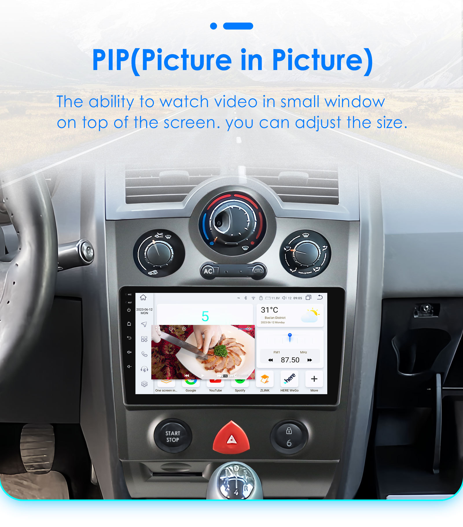 9inch Suitable for 2002-2009 Renault Megane 2Nd Generation Lower Center Console Android Navigation and Reversing Camera
