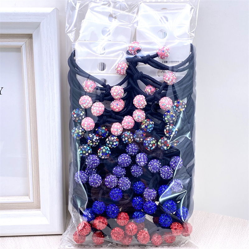 Recomendar 5 tarjetas Diamond Ball Pearl banda de goma cuentas de oro banda para el cabello cuerda para el cabello dos yuanes tienda accesorios para el cabello accesorios para la cabeza SUMINISTRO DE puesto