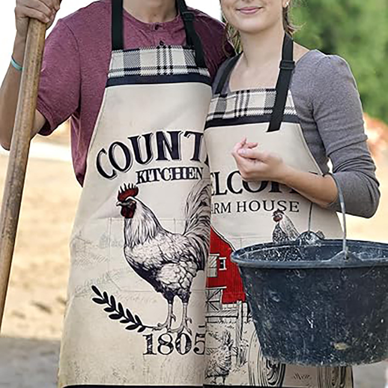 Nuevo delantal estadounidense transfronterizo de alta calidad impresión digital patrón de granja de pollos ropa de trabajo publicitaria delantal personalizado
