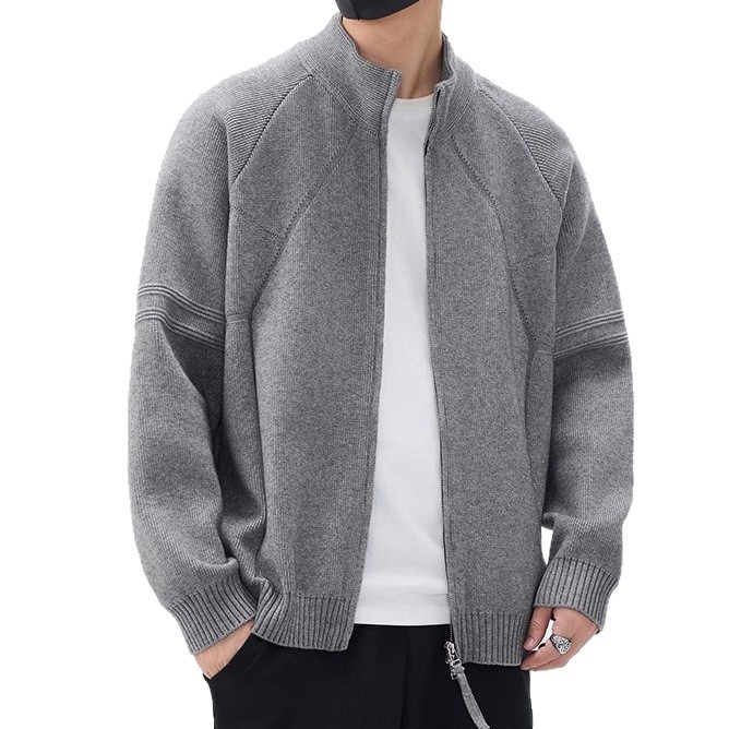 Explosiones transfronterizas de tamaño europeo suéter de cremallera doble chaqueta cardigans chaqueta suéter de punto fábrica de negocios al por mayor