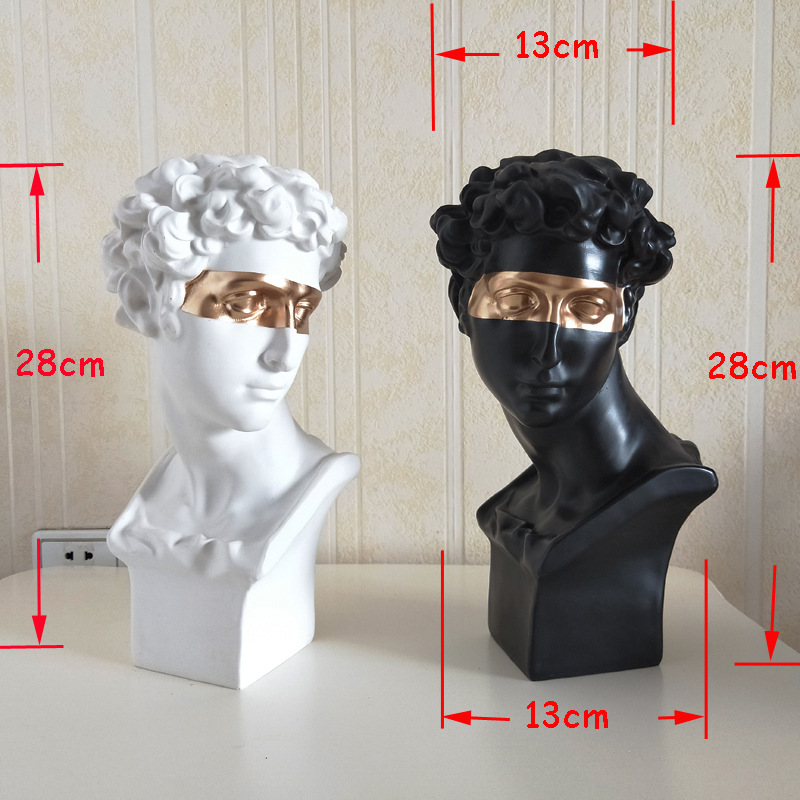 28cm小卫蒙金眼橙眼艺术头像树脂仿石膏雕像北欧式风雕塑抽象摆件