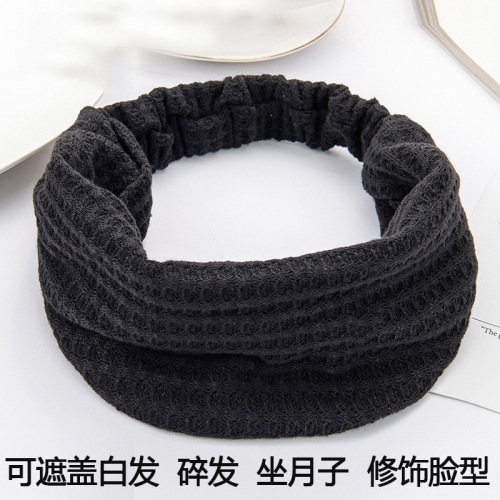 Korean Wide Edge Hairband Covering Gray Hair Headband Postpartum Washing Fabric Head Scarf Headband Warm Head Cover Hair Accessory