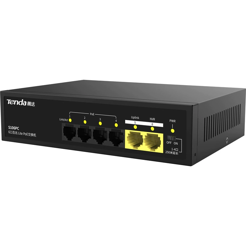 Источник питания PoE S106PC Tenda Tengda стандартный 48V 5 Might 5 выход 6 мониторинг специальный переключатель