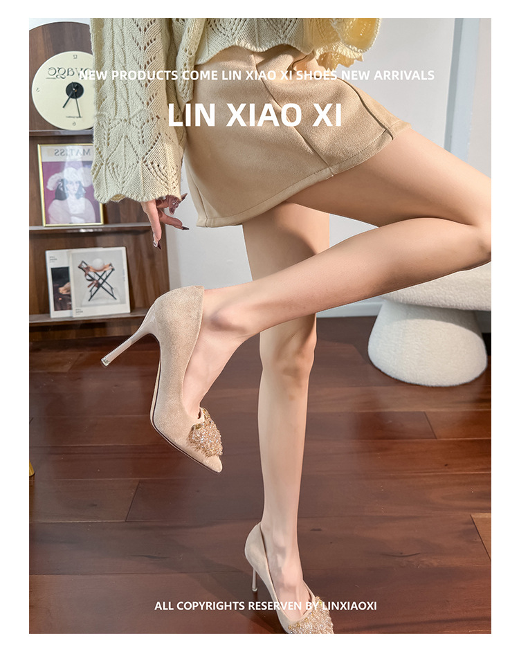 New Spring Autumn Stunning Rhinestone Black High Heels Women, Elegant And Sophisticated, Comfortable For The Feet, Thin_vogvips.com