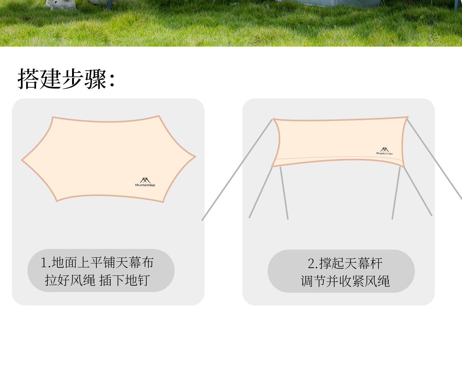 Mountain Guest's New Titanium Black Plastic Canopy Camping Style Outdoor Portable Outdoor Canopy Is Wind-Proof, Rain-Proof and Uv-Proof