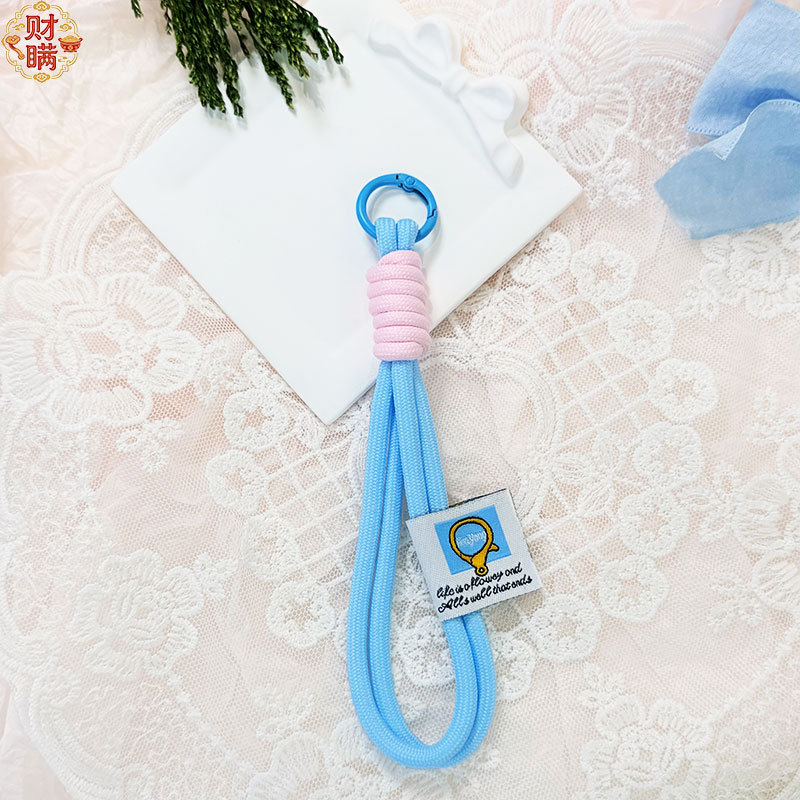 Doble capa de nylon trenzado accesorios llavero bolso colgante de montaña fichaje de peluche muñeca cadena de teléfono móvil colgante con
