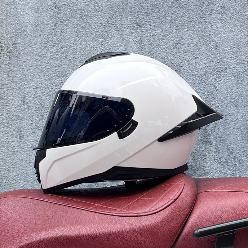 Casco integral transfronterizo DOT de la versión mejorada de LVS con doble lente para hombres, casco de seguridad universal para todas las estaciones para motociclistas femeninas, casco de motocicleta con doble lente.