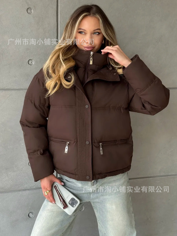 2025冬季新款韩版羽绒棉服女短款立领小个子加厚时尚外套面包服潮|undefined