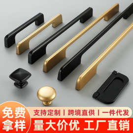 批发铝合金简约黑色直条长门把手抽屉衣柜门窗橱柜五金拉手