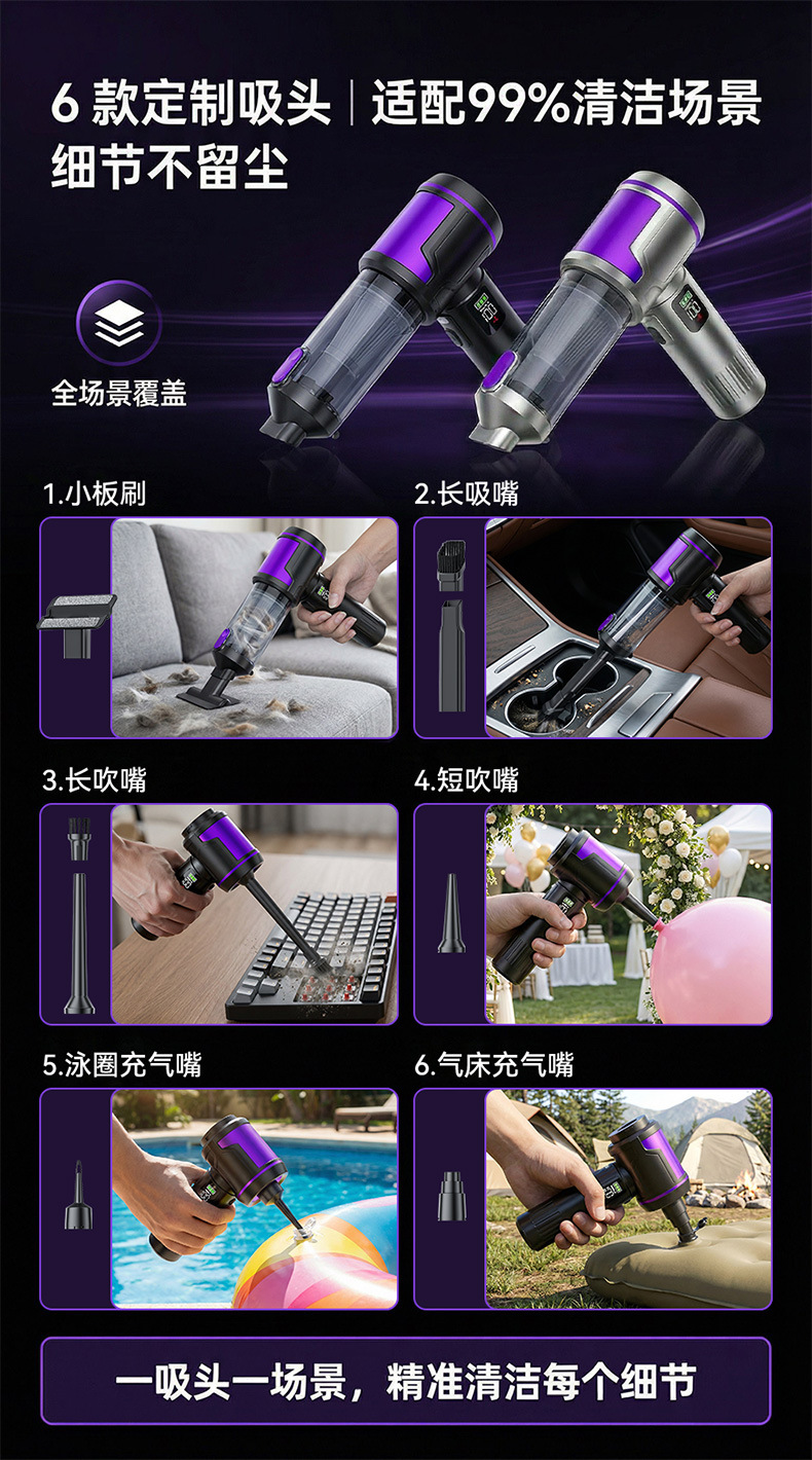 Wireless Car Vacuum Cleaner with Lcd Display, Convenient Handheld Vacuum Cleaner for Car and Home Use, Suction and Blowing All-In-One Vacuum Cleaner