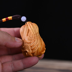 崖柏木雕木質白菜百財手把件中國風隨身把玩件禮品家居汽車掛件