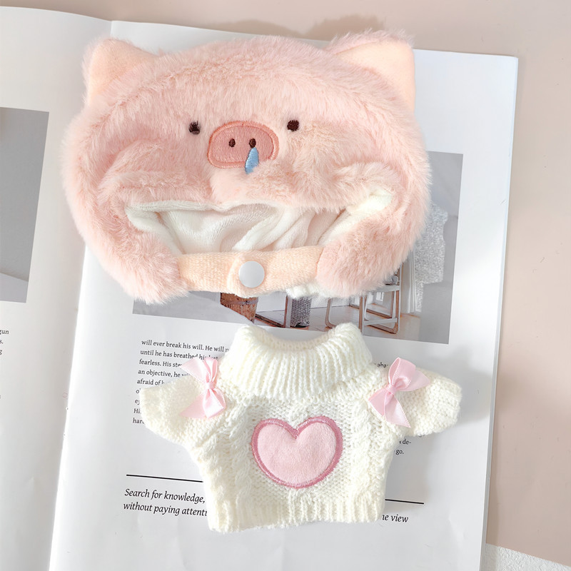 20cm lindo animal de dibujos animados sombrero de la muñeca de algodón sombrero de cerdo Rosa sombrero pequeño Castor muñeca Ropa Accesorios