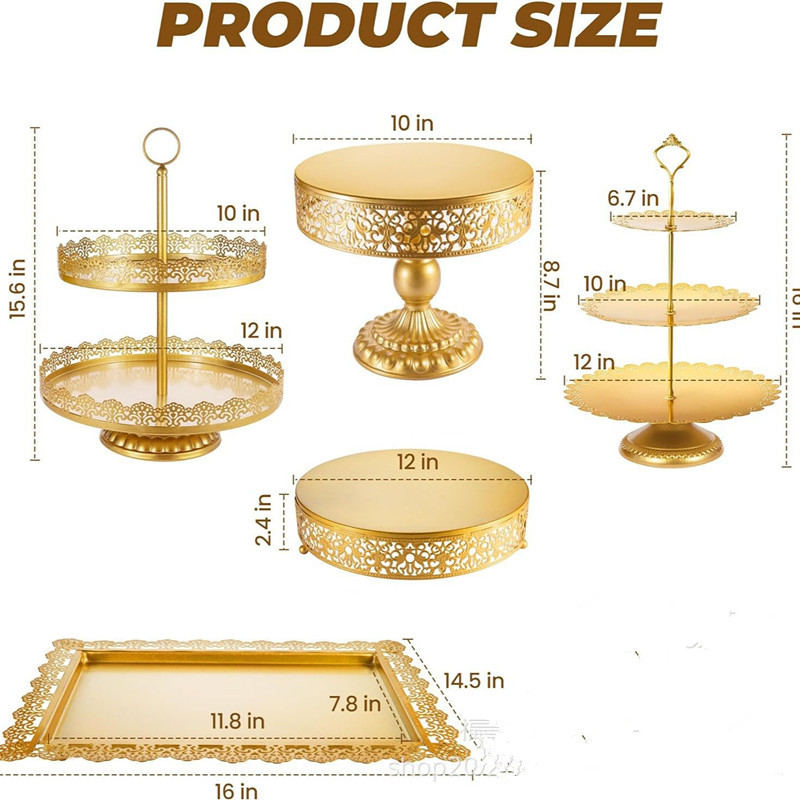 Creativo estilo europeo oro hueco estante de pastel de boda props mesa de postres decoración de postres tienda de postres refrigerio combinación de estante de pastel