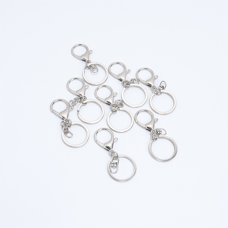Aleación de zinc gancho de langosta más anillo plano llavero muñeca accesorios colgante mochila colgante hardware gancho