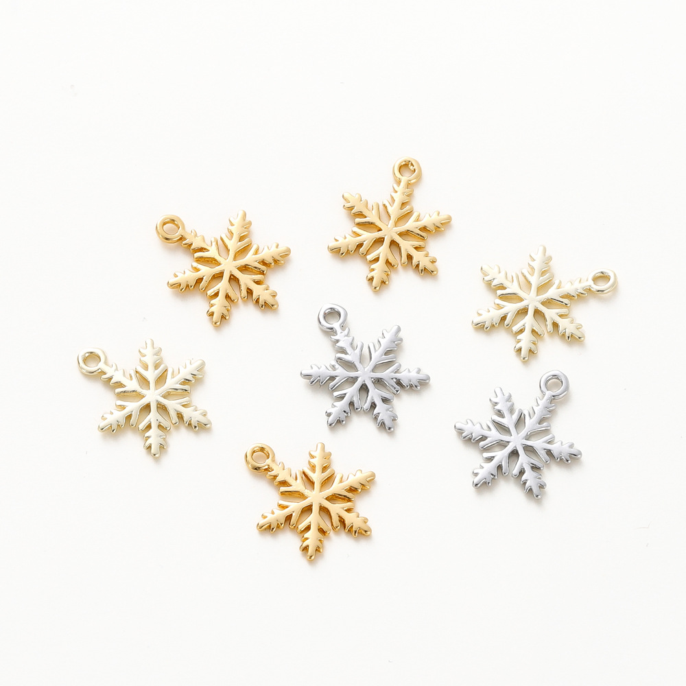 3g Weight Pendant Jewelry Making Type 12.3*16.5MM Jewelry Making Size DIY Jewelry Accessories Classification 10 Pieces, 1 Piece Quantity Copper Material Snowflake Pattern Plating Design Casual, Elegant, Simple Style Style 10 Pieces 1 Piece 12.3*16.5MM Copper Snowflake Pendant 6