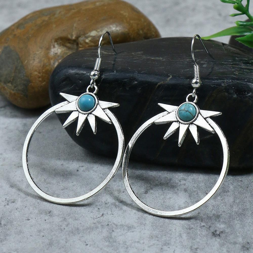 9g Weight Alloy Ear Needle Material Drop Earrings Classification 1 Pair Quantity Holiday, Daily Occasion Alloy Material Geometric Pattern All Seasons Season Women's Gender Polished Finish Plating Design Retro, Ethnic Style Style 1 Pair Retro Ethnic Style Geometric Plating Alloy Drop Earrings 9