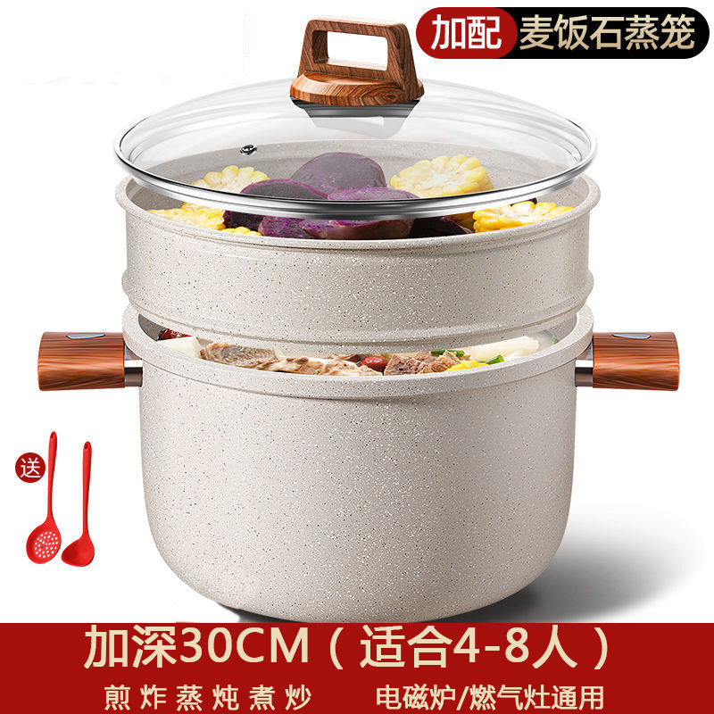 Olla de sopa de piedra médica caliente Olla antiadherente de dos orejas Olla de cocina Olla de estofado especial Estufa universal Olla antiadherente al vapor