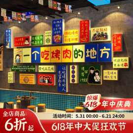 韩式烤肉店墙面装饰海报贴网红打卡工业风破烧氛围布置餐饮壁挂画